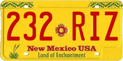 NM license plate 232RIZ