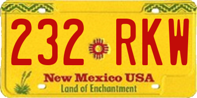 NM license plate 232RKW