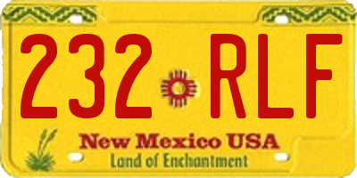 NM license plate 232RLF