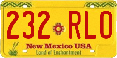 NM license plate 232RLO
