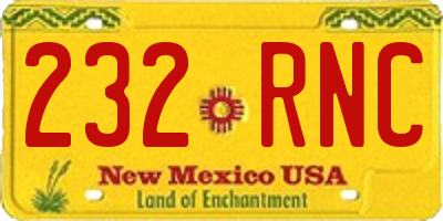 NM license plate 232RNC