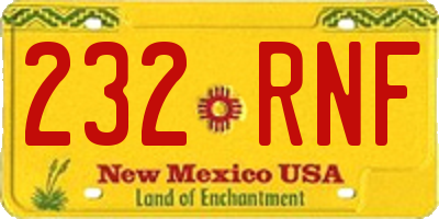 NM license plate 232RNF