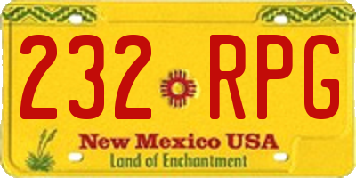 NM license plate 232RPG