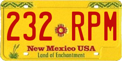 NM license plate 232RPM