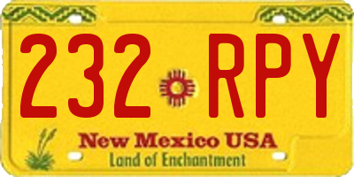 NM license plate 232RPY