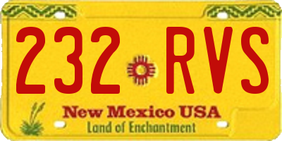 NM license plate 232RVS