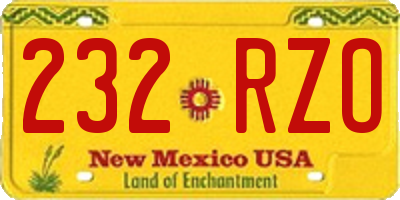 NM license plate 232RZO