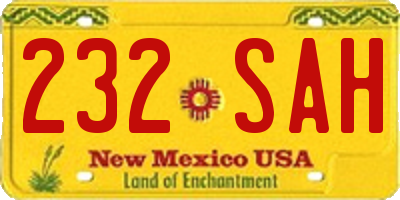 NM license plate 232SAH