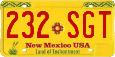 NM license plate 232SGT