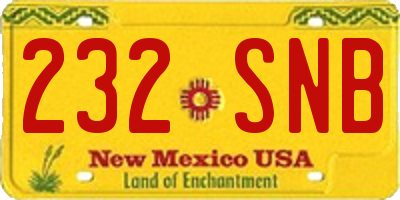 NM license plate 232SNB