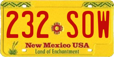 NM license plate 232SOW