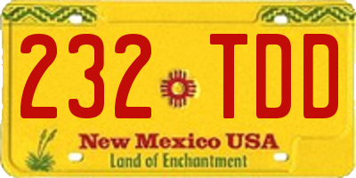 NM license plate 232TDD