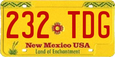 NM license plate 232TDG