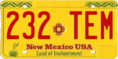 NM license plate 232TEM