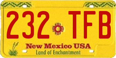 NM license plate 232TFB