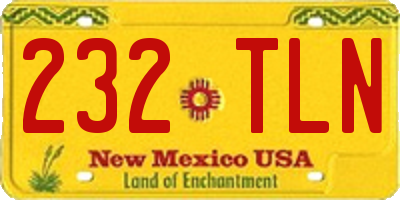 NM license plate 232TLN