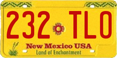 NM license plate 232TLO