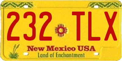 NM license plate 232TLX