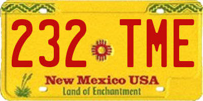 NM license plate 232TME