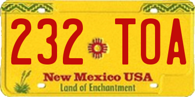NM license plate 232TOA