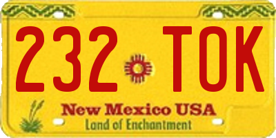 NM license plate 232TOK
