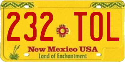 NM license plate 232TOL