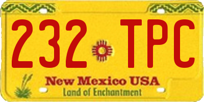 NM license plate 232TPC