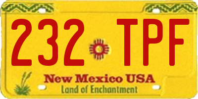 NM license plate 232TPF