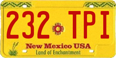 NM license plate 232TPI