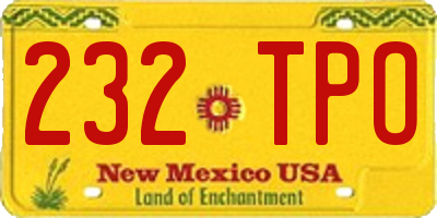 NM license plate 232TPO