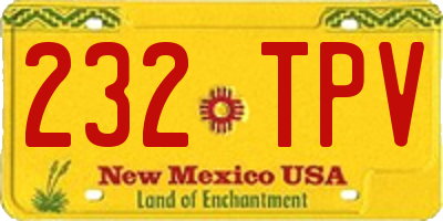 NM license plate 232TPV