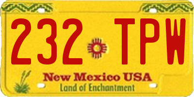 NM license plate 232TPW