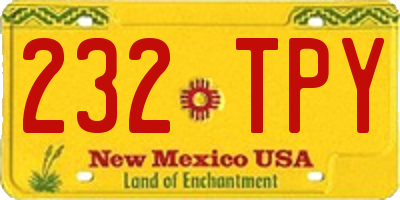 NM license plate 232TPY