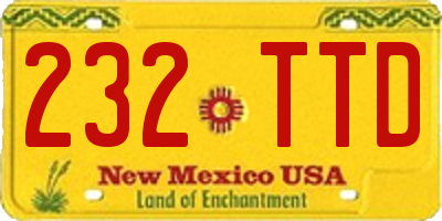 NM license plate 232TTD