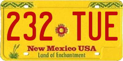 NM license plate 232TUE