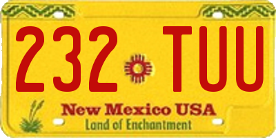 NM license plate 232TUU