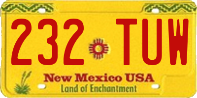 NM license plate 232TUW