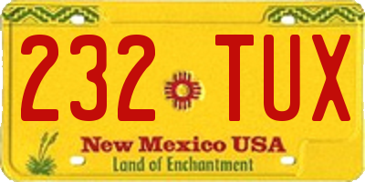 NM license plate 232TUX