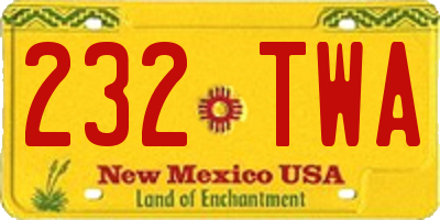 NM license plate 232TWA