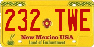 NM license plate 232TWE