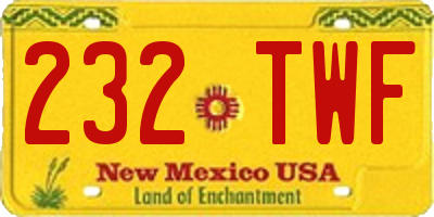 NM license plate 232TWF