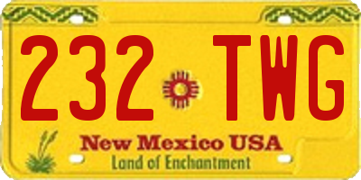 NM license plate 232TWG