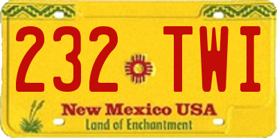 NM license plate 232TWI