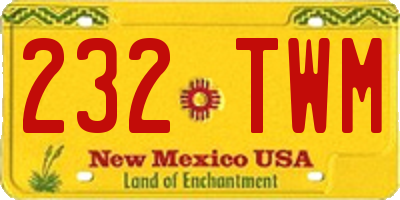 NM license plate 232TWM