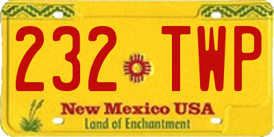 NM license plate 232TWP