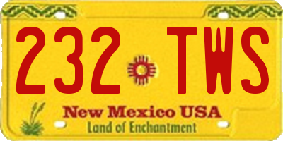 NM license plate 232TWS