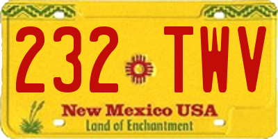 NM license plate 232TWV