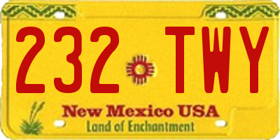 NM license plate 232TWY