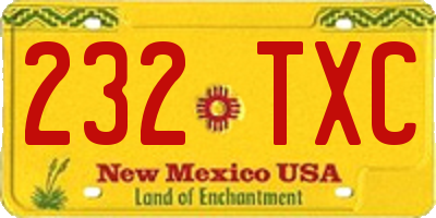 NM license plate 232TXC