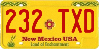 NM license plate 232TXD